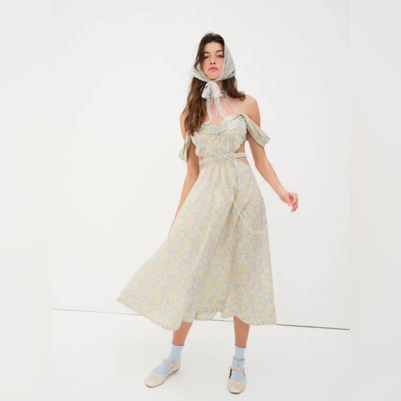 For Love And Lemons Dresses & Skirts - For Love and Lemons Sibylla Cotton Midi Dress, Sun Dress, Full Skirt, Floral, XL